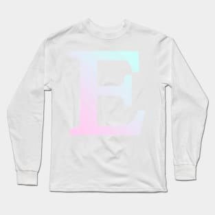 The Letter E Blue and Pink Gradient Long Sleeve T-Shirt